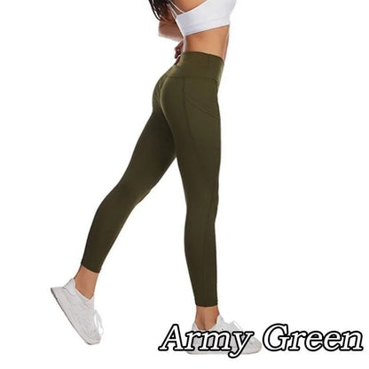 Women Seamless Elastic Yoga Pants Female High Waist Solid Color Pocket Leggings Fashion Casual Workout Sport Joggers Gym Tights