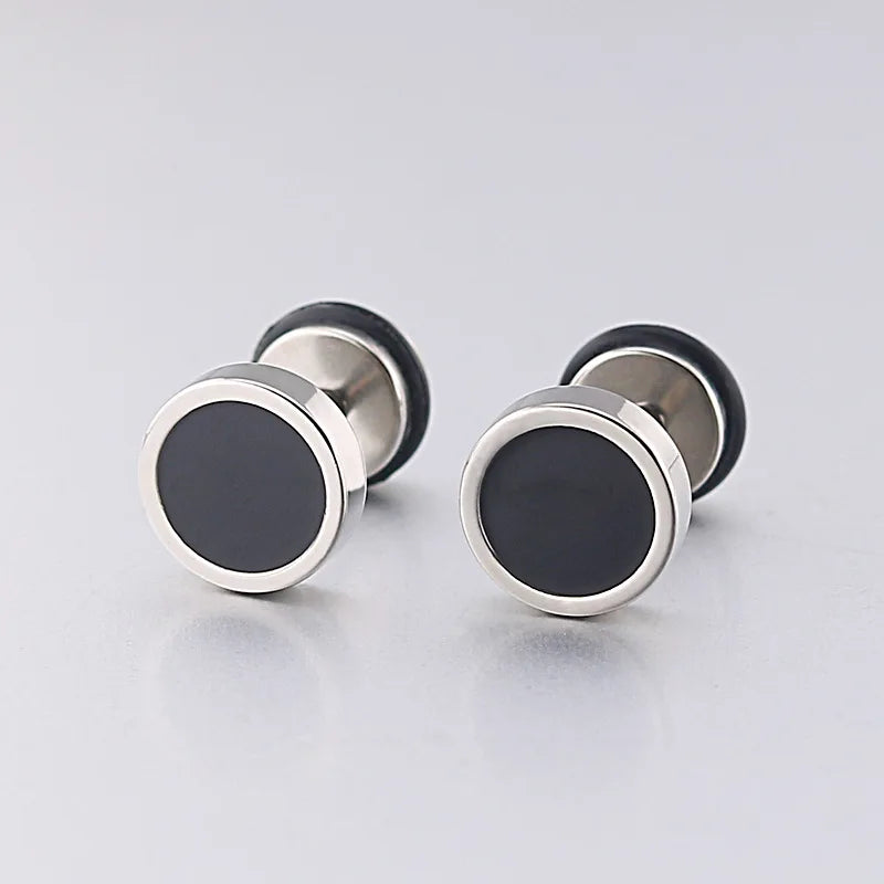 1 Piecs High Grade Round Shape Vintage Stud Earrings for Men Women Unisex Trendy Titanium steel Party  Ear Jewelry Gift