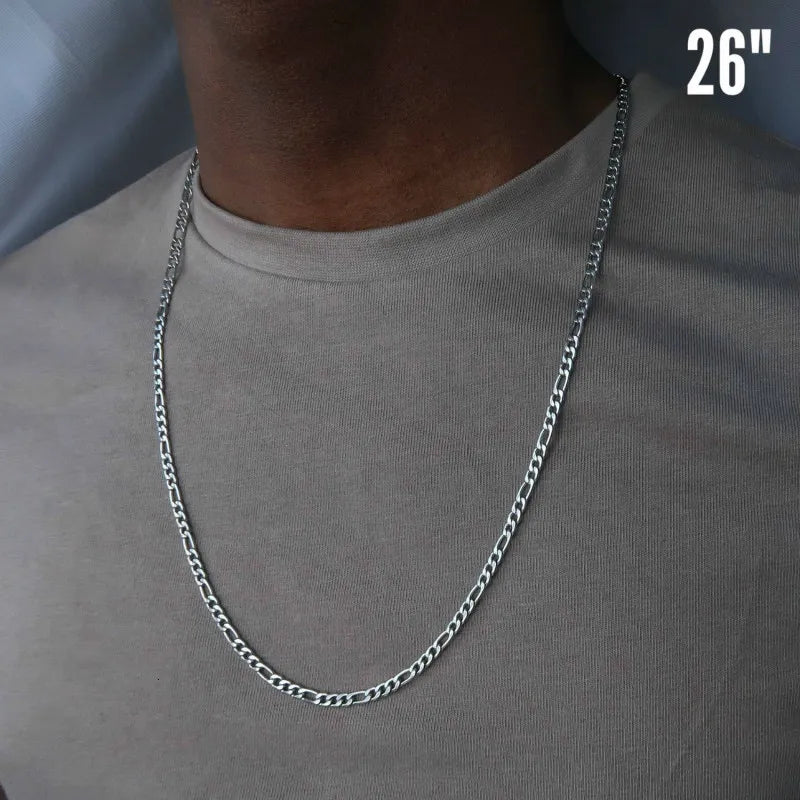 2022 Fashion Classic Figaro Chain Necklace Men Stainless Steel  Long Necklace For Men Women Chain Jewelry