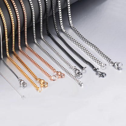 1Pc Width 1.5mm/2mm/2.5mm/3mm Stainless Steel Box Chain Necklace DIY Jewelry Making Men Women