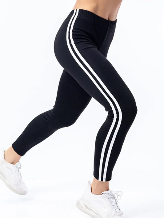 Striped Printed Leggings Sexy Workout Leggins Women Push Up Jeggings Black High Stretchy Elastic Waist Gym Fitness Pants