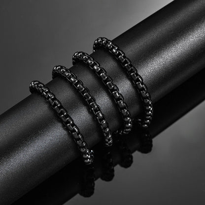 1 Piece 2mm/3mm/4mm/5mm Black Color Box Link Chain Classic Curb Necklace Stainless Steel Jewelry for Men Women