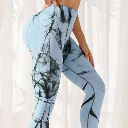 Tie Dye Sports Fitness Leggings Women High Waist Peach Hip Lift Seamless Leggings Jacquard Yoga Pants Gym Clothing 2023 New