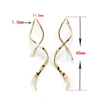 2023 Fashion Unique Stainless Steel Twisted Long Hanging Drop Earrings for Women Men Irregular Gold Color Ear Piercing Jewelry