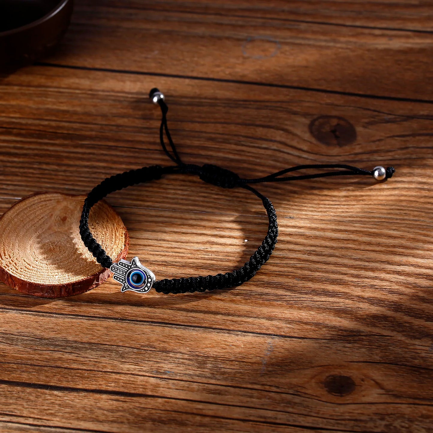 2PCS Blue Evil Eye Couple Bracelet Sets for Woman Men Charm Palm Resin Bead Rope Chain Lucky Bracelets Friendship Jewelry Gift