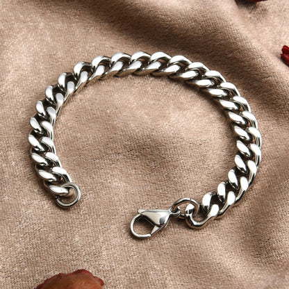 10mm Men's Bracelets Stainless Steel Curb Cuban Link Chain Silver Color Bracelet For men Jewelry
