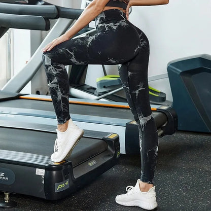 Tie Dye Sports Leggings Seamless  Fitness Yoga Pants Women High Waist Legging Workout Scrunch Butt Lifting Sports Gym Tights
