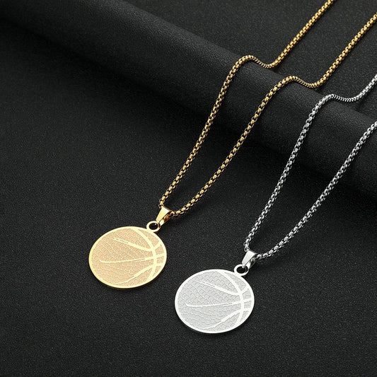 2023 Western Hot Design Stainless Steel Pendant Necklace Basketball Pendant Necklace Men Women Sports Jewelry