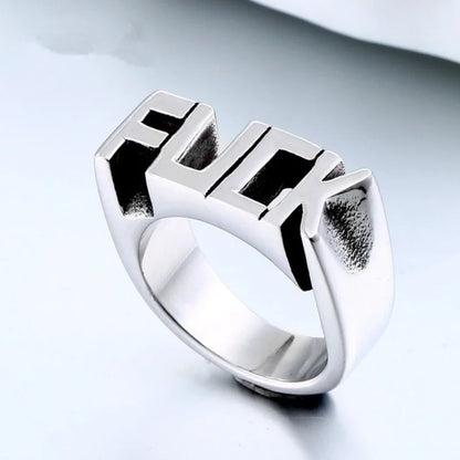 1Pcs Fashion Jewelry Punk Style Rings for Unisex European American Style Creative English Letter Stainless Steel Rings Men