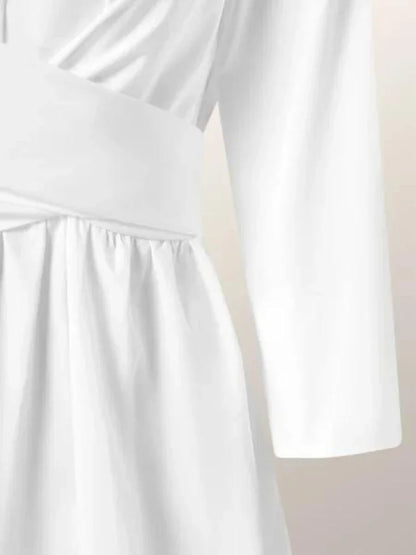 Dresses for Women 2023 Spring Summer Lapel Solid Strap Long Sleeve Dress White Dress Women Clothing Streetwear Evening Dresses