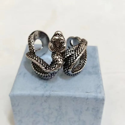 1 Piece Women And Men Vintage Punk Animal Snake Open Adjustable Finger Ring Snake Winding Ring Personality Couple Rings Jewelry