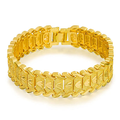 21cm Retro Fashion European Coin Gold-plated Jewelry Copper Plating 24K Gold Men's Wide Version Bracelet Watch Chain Wholesale