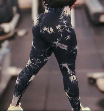 Women Tiedye Gym Leggings Seamless Yoga Pants Scrunch Sports Fitness Tights High Waist Workout Training Leggins Drop Shipping