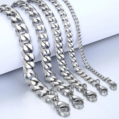 2023 New Trendy Cuban Men Bracelet Classic Stainless Steel 5mm Width Chain For Women Jewelry Gift