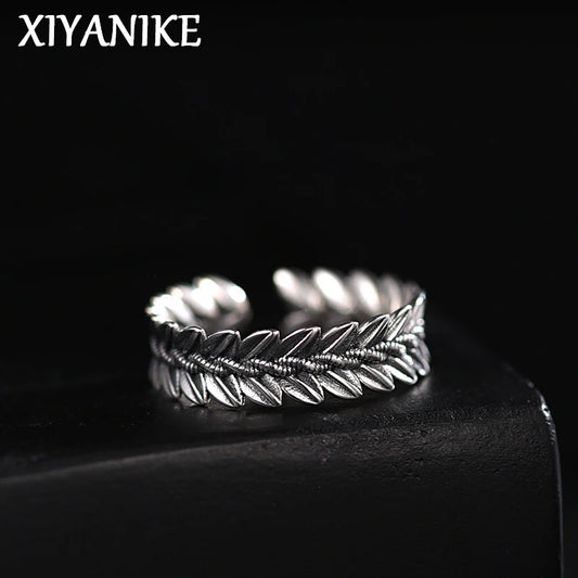 XIYANIKE Men Women Ethnic Thai Silver Wheat Cuff Finger Rings Unisex Fashion New Jewelry Lovers Gift Party anillos mujer