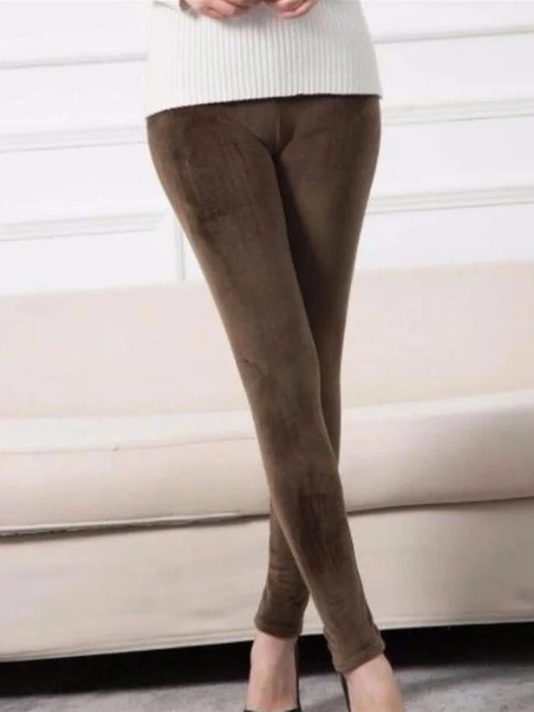 YSDNCHI Winter Velvet Leggings Women Double Side Warm Casual Trouser Pencil Pant Skinny Slim Soft Elastic Pants