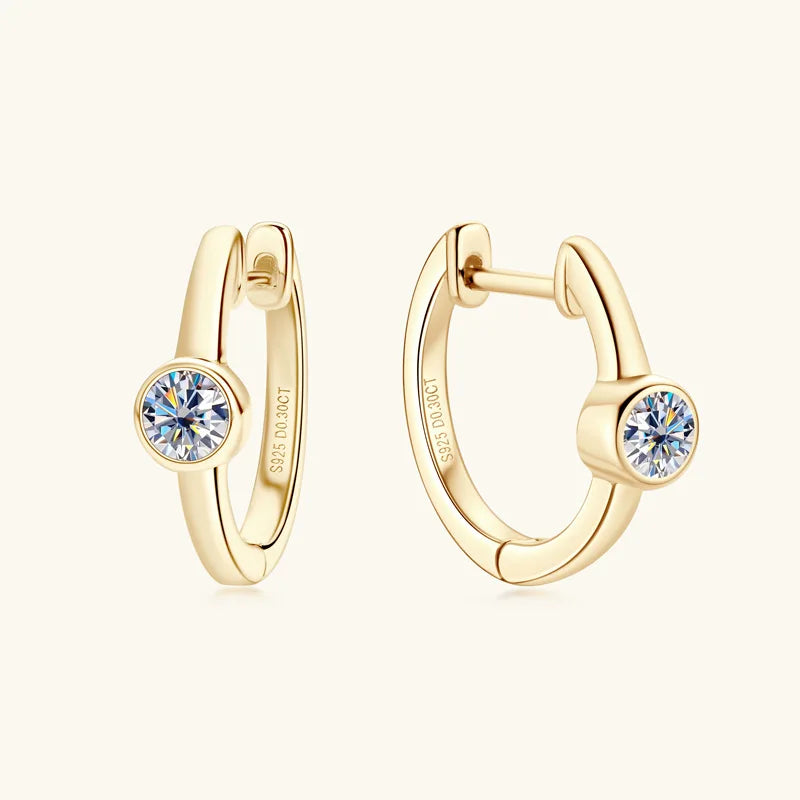 18k Gold 0.3ct 4mm Certified Moissanite Earrings for Women 100% 925 Silver Hoop Earring Wedding Party Jewelry Wholesale