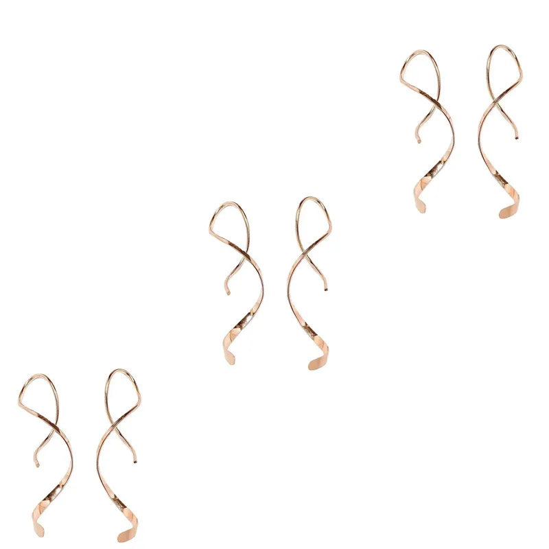 2023 Fashion Unique Stainless Steel Twisted Long Hanging Drop Earrings for Women Men Irregular Gold Color Ear Piercing Jewelry