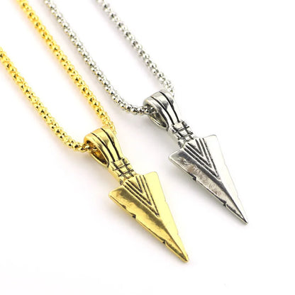 2022 Silver Color Retro Personality Black Triangle Arrowhead Necklace Pendant Niche Style Punk Jewelry Party Gift For Men And Wo