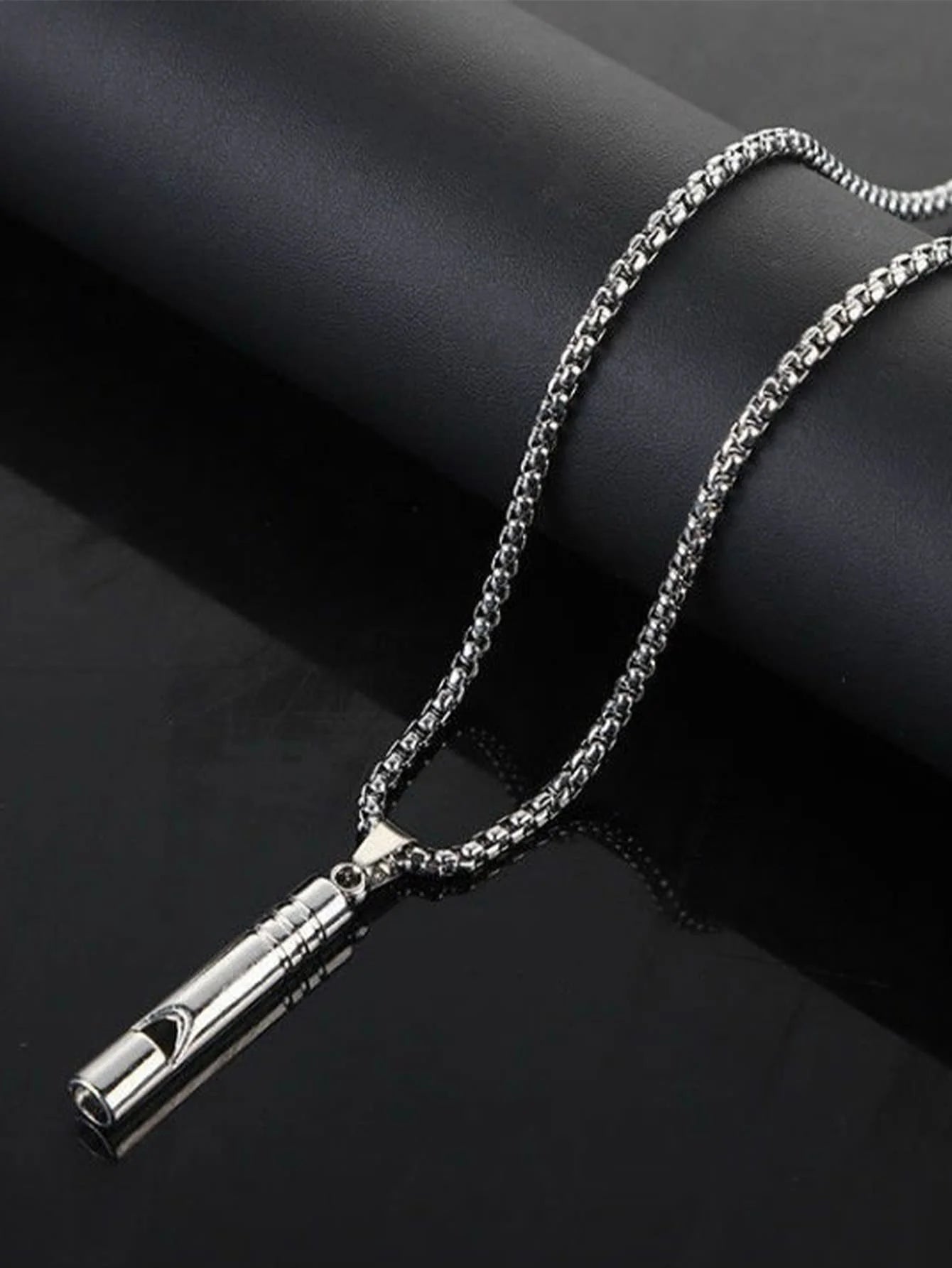 1pcs Breathing Necklace Stainless Steel Anapana Breathing Necklace Increase Attention Whistle Necklace Anxiety Relief for Kids A