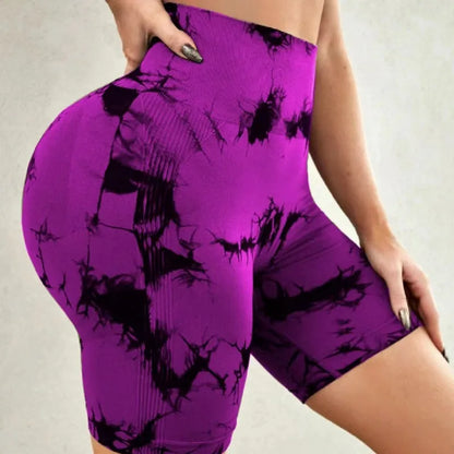 Tie Dye Yoga Pants Sport Leggings Women High Waist Hip Lift Seamless Jacquard Running Fitness Workout Gym Clothing