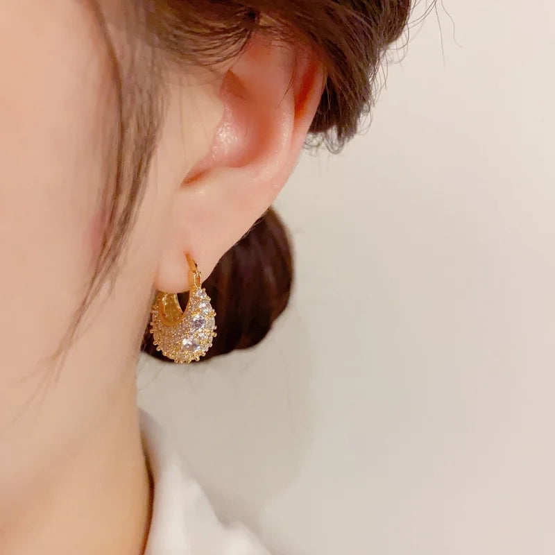 Zircon Bag-Shaped Earrings Female Unique Exquisite Earrings Wholesale