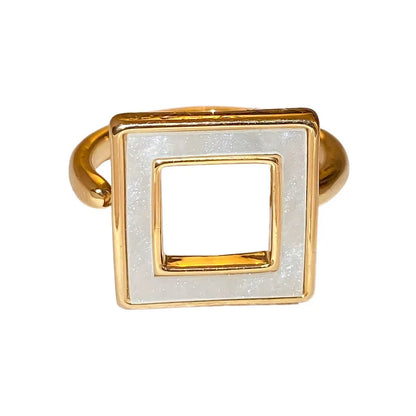 2023 New Korean Hollow Geometric Square Opening Ring Exquisite Temperament Fashion Simple Ring Women's Jewelry