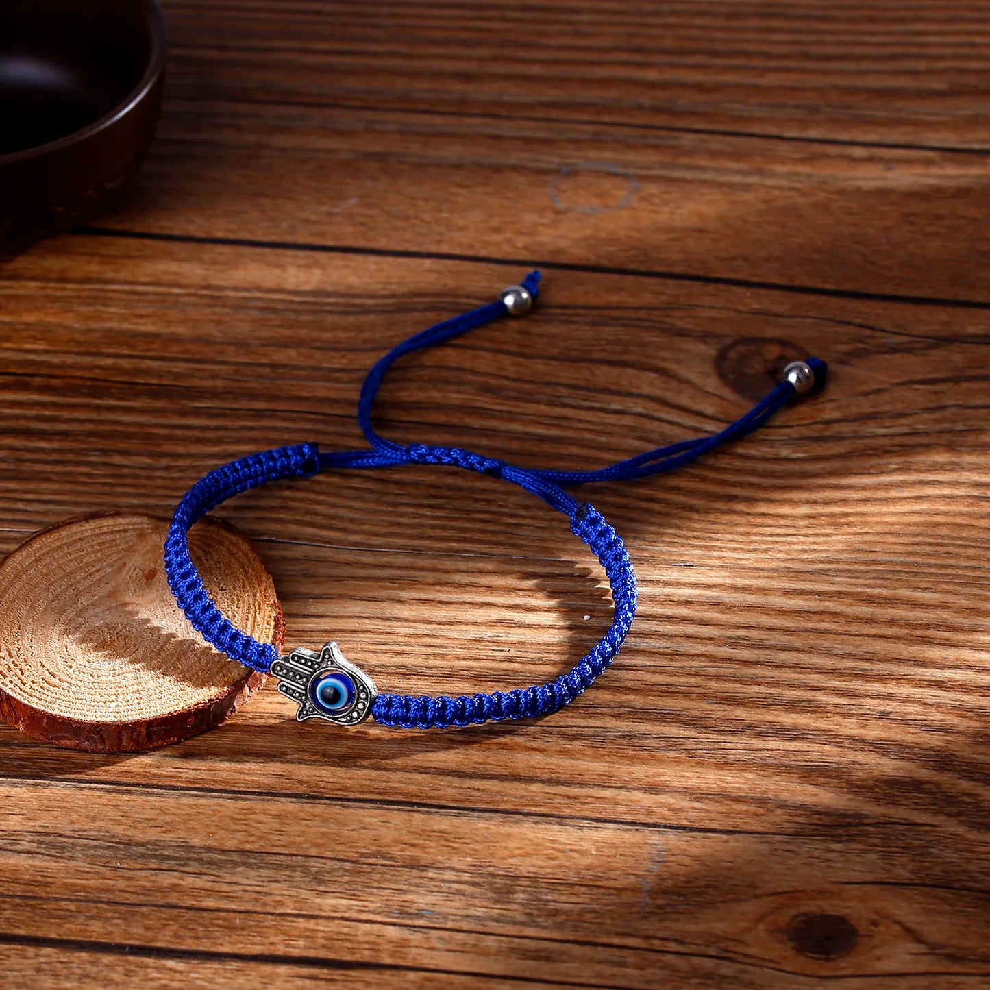 2PCS Blue Evil Eye Couple Bracelet Sets for Woman Men Charm Palm Resin Bead Rope Chain Lucky Bracelets Friendship Jewelry Gift