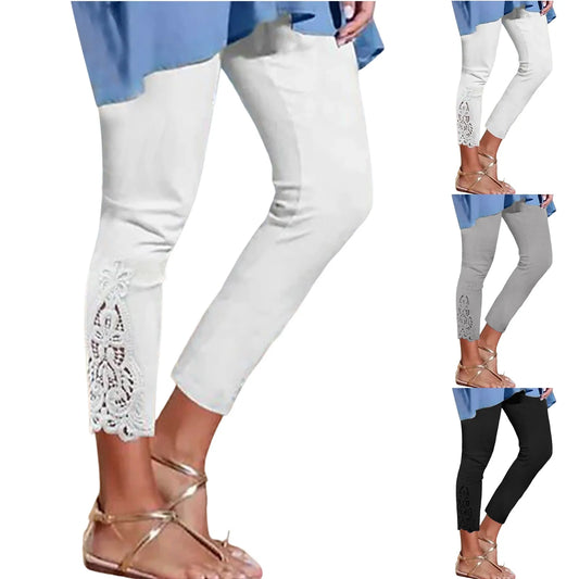 Cropped pants Leggings for Women Long Pants Lace High Waisted Slim Stretchy Versatile Spring Autumn Leggings Mujeres