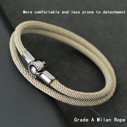 2024 Fashion Men Rope Bracelet Black Magnet Buckle Double Layer Cord Nautical Braslet Pulseras Para Hombre Gift For Him Handmade