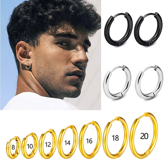 Gold Stainless Steel Hoop Earrings - Small Cartilage Piercing Jewelry
