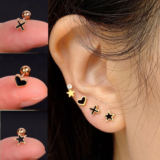1Piece Stainless Steel Earrings for Women Daisy Butterfly Screw Back Tiny Studs Helix Cartilage Tragus Lobe Ear Piercing Jewelry