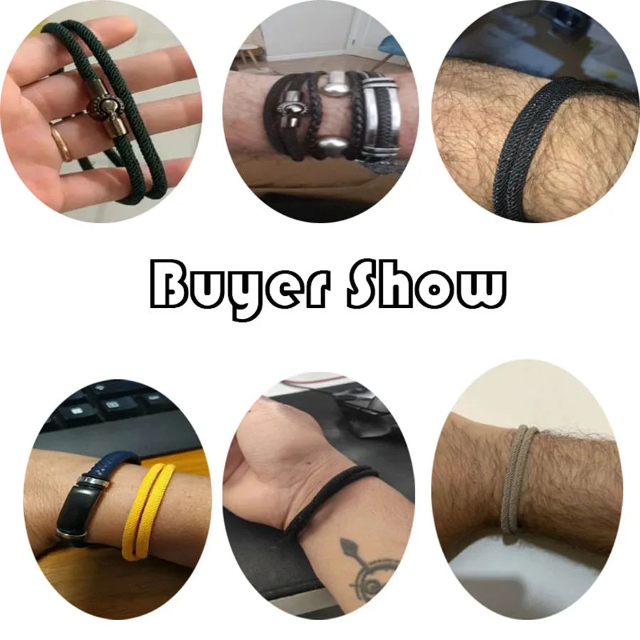 2024 Fashion Men Rope Bracelet Black Magnet Buckle Double Layer Cord Nautical Braslet Pulseras Para Hombre Gift For Him Handmade