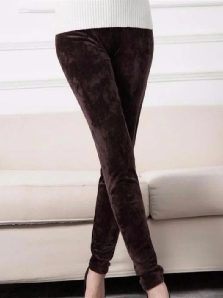 YSDNCHI Winter Velvet Leggings Women Double Side Warm Casual Trouser Pencil Pant Skinny Slim Soft Elastic Pants