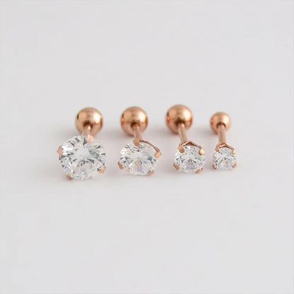 1 piece Stainless steel 4 Prong Zircon Ear Studs Earrings For Women/Men Tragus Cartilage Standard Lobe Daith Piercing Jewelry