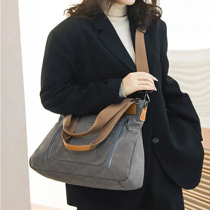 Women's Canvas Shoulder Bag Fashion Multifunctional Outdoor Shoulder Bag Women's Commuting Large Capacity Shoulder Bag