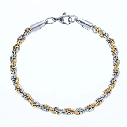 2020 new arrival 5MM stainless steel gold color twist chain bracelet titanium steel men Link bracelet length 20CM