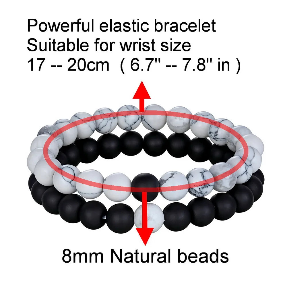 XQNI Matte Onyx Stone&amp;Tiger Eye Combination Stitching with Cubic Zircon Hand Jewelry Beads Bracelet Elastic Stretch Men Bracelet