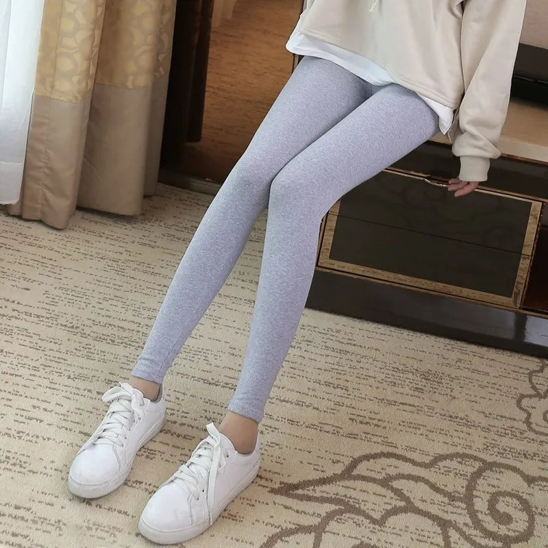 Casual Thicken Cotton Leggings Women Fall Fitness Slim Fit Ankle Length Leggings Lable High Elastic Pants Female