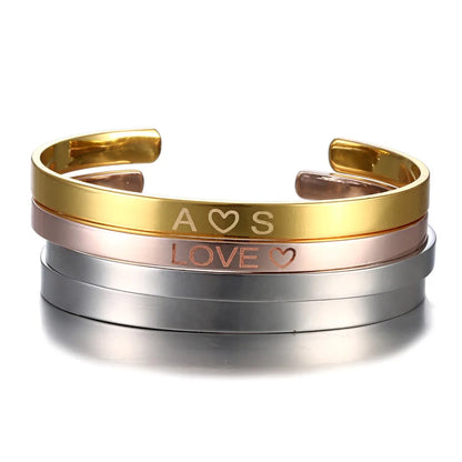 1PC Personalized Engraved Custom Name Stainless Steel Bracelet Jewelry Name Words Letters Custom Bracelet &amp; Bangle For Women men