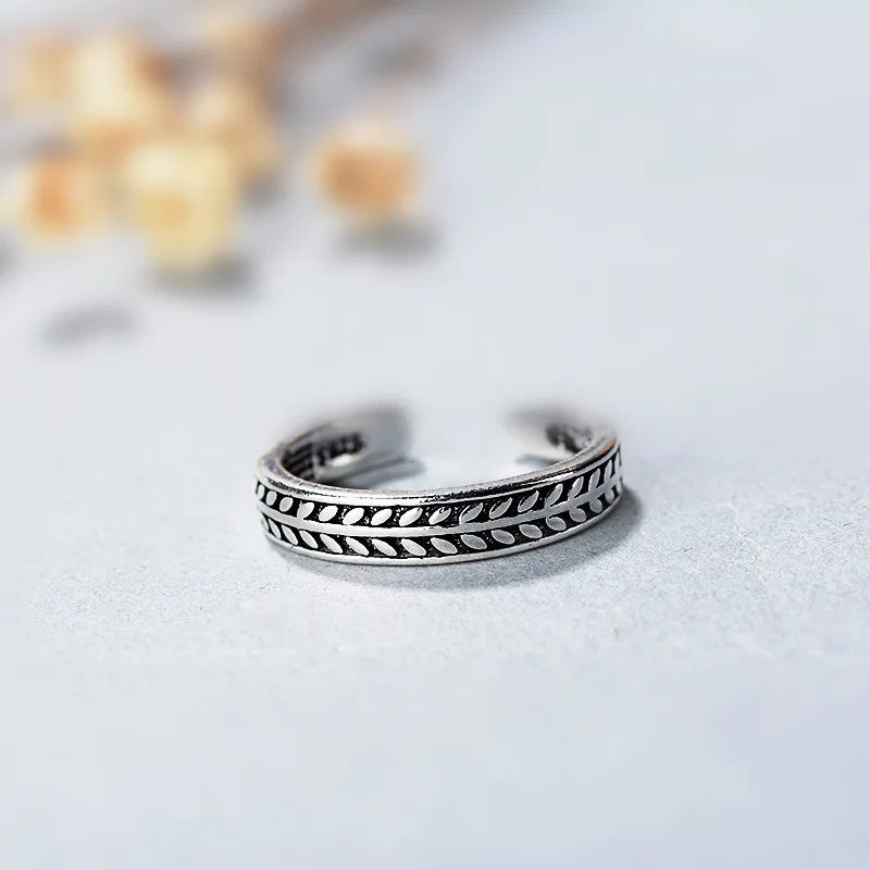 XIYANIKE Silver Color  Creative Olive Leaf Design Vintage Opening Ring For Women Men Lovers Trendy Simple Jewelry