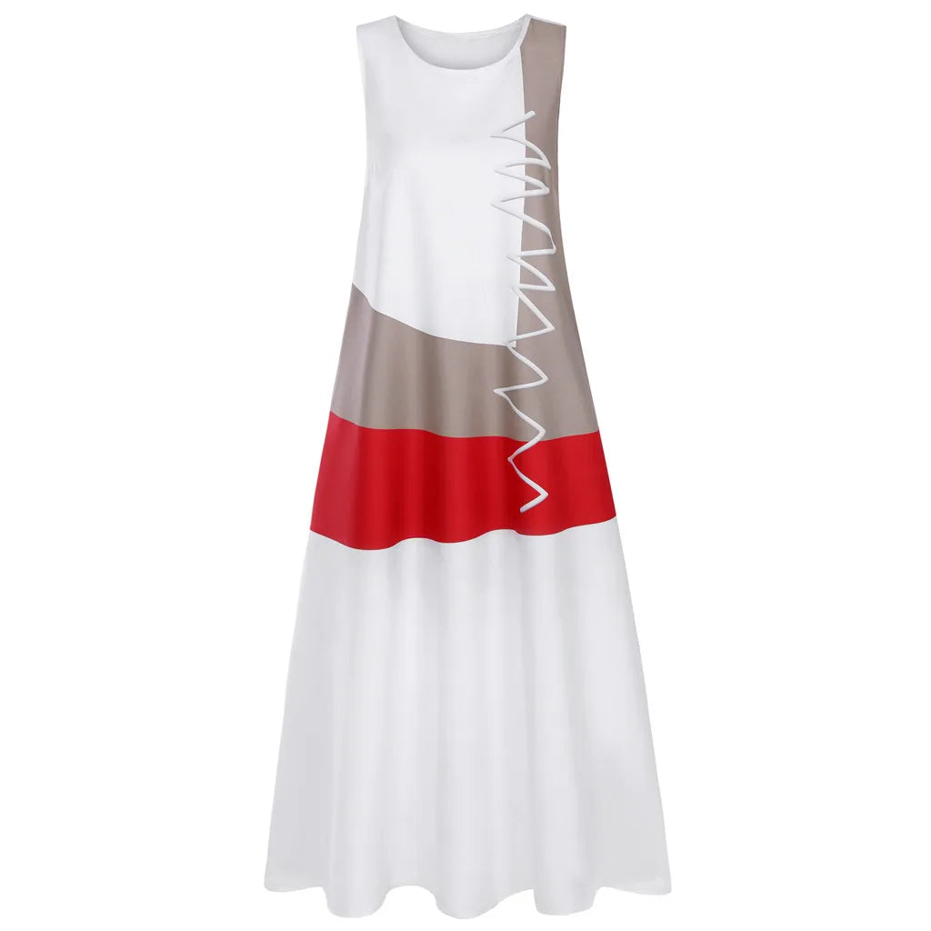 Women's Dress Bohemian Sleeveless Vintage Print Long Dress Summer V-Neck Fashion Casual Plus Size Maxi Dress 2023