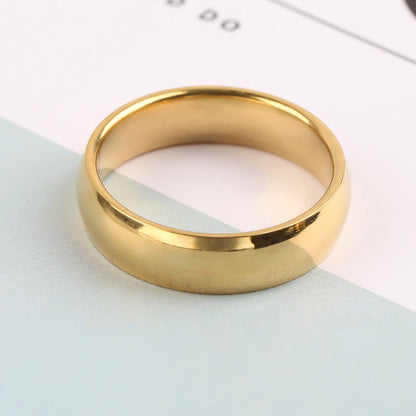 2023 New Fashion Simple Smooth Stainless Steel Ring for Women and Men Classic Gold Color Couple Rings Wedding Engagement Jewelry