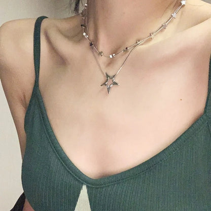 Y2k Irregular Star Pendant Necklaces Korean Fashion Punk Hip Hop Pentagram Necklace for Women Aesthetic Jewelry Gift Accessories