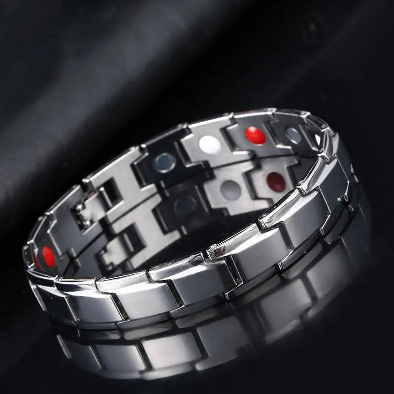 2022 New Mens Jewellery Magnetic Therapy Health Anti-snoring Stainless Steel Bracelet for Men Adjustable Bracelet Pulsera Hombre