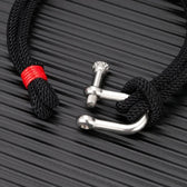 2023 Men Black Stainless Steel U Shape Survival Bracelet Outdoor Camping Rescue Emergency Shackle Rope Bracelet for Women Gifts