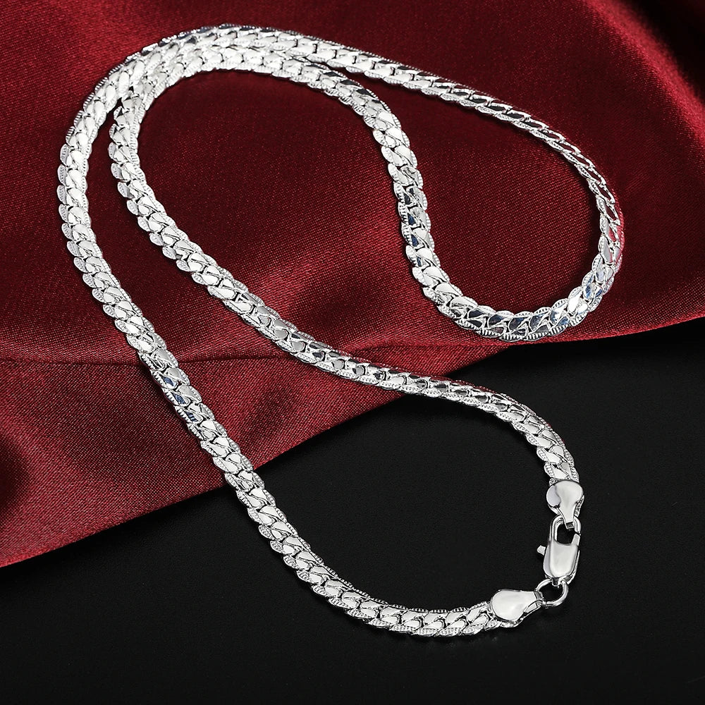 20-60cm 6mm Silver Color luxury brand design noble Necklace Chain For Woman Men Fashion Wedding Engagement Jewelry