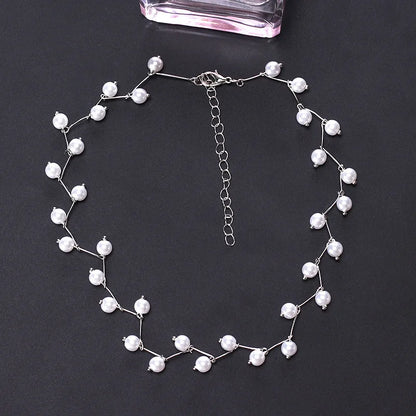 Wu's 2022 Imitation Pearl Clavicle Chain Neckband Simple Short Necklace Women's Jewelry Korean Collar Neckband Wholesale