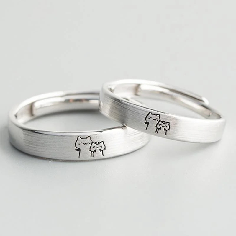 1 par de anillos para parejas de gatitos.