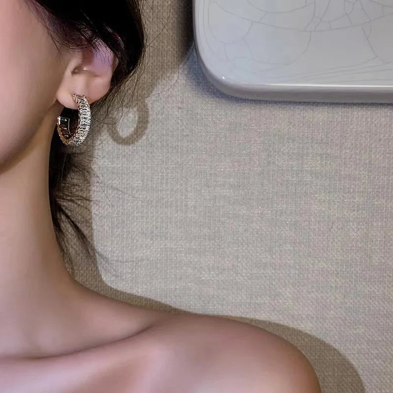 2023 New Fashion Unique Design Elegant Exquisite Light Luxury Zircon C Earrings Women Jewelry Party High-grade Gift Wholesale